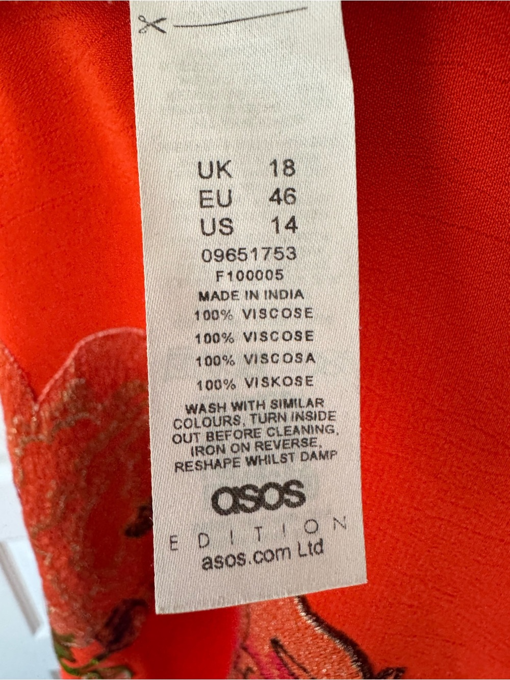ASOS Red Floral Wrap Midi Dress with Long Sleeves - Picture 7 of 7